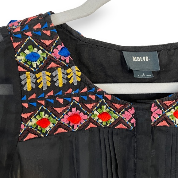 Anthropologie Maeve Splashed Embroidered Peasant Top, Size 0 - Picture 3 of 12